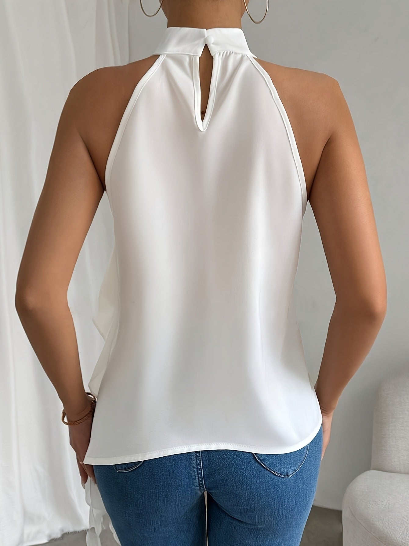 Boho-style Backless Halterneck Sleeveless Tank Top Shirt