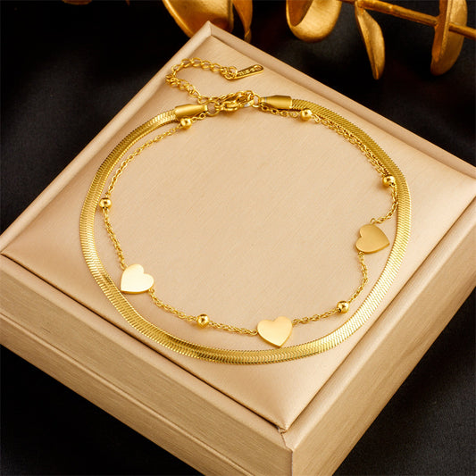 Fashionable Heart-Shaped White Shell Life Tree Butterfly Womens Anklet