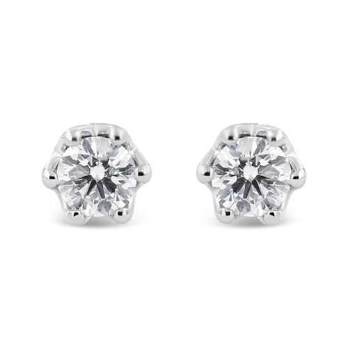 14K Gold 1/2 Cttw Round Diamond Crown Stud Earring (I-J Color, I1-I2