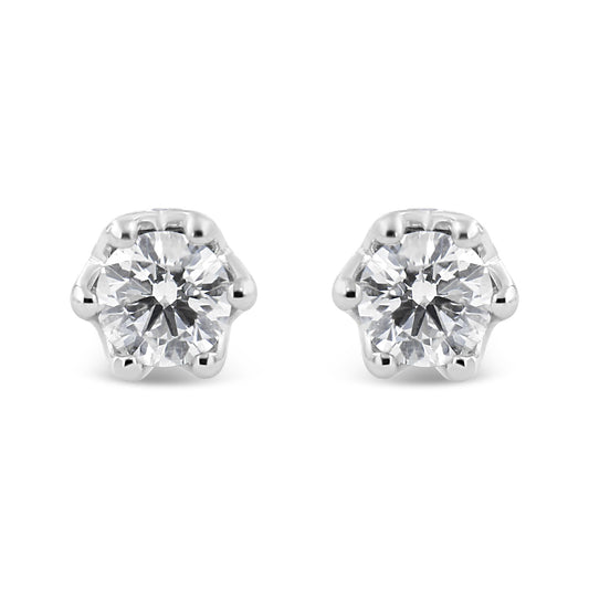 14K Gold 1/2 Cttw Round Diamond Crown Stud Earring (I-J Color, I1-I2