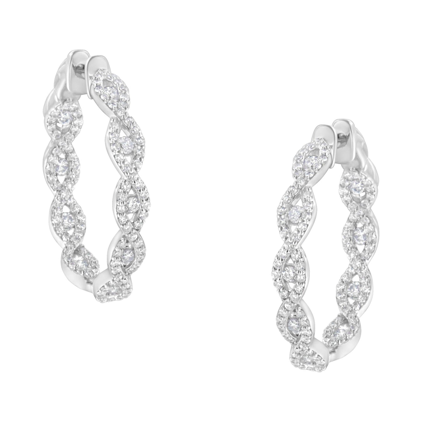 10K White Gold Diamond Hoop Earrings (1 1/2 cttw, H-I Color, I1-I2