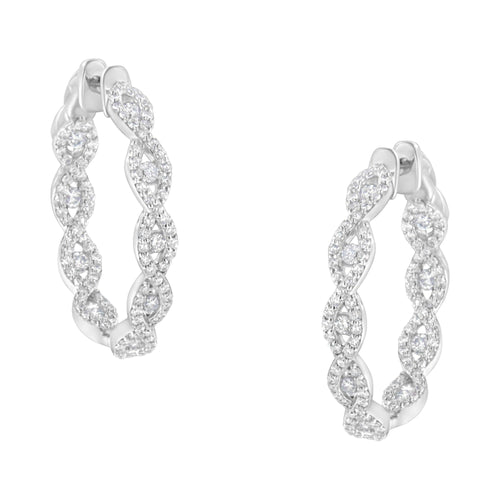 10K White Gold Diamond Hoop Earrings (1 1/2 cttw, H-I Color, I1-I2