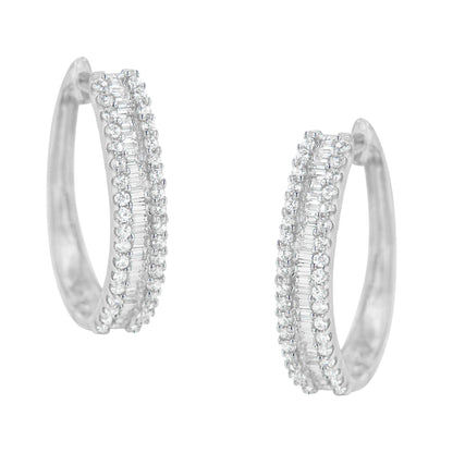10K White Gold Diamond Hoop Earrings (3/4 cttw, I-J Color, I2-I3