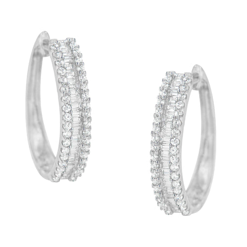 10K White Gold Diamond Hoop Earrings (3/4 cttw, I-J Color, I2-I3
