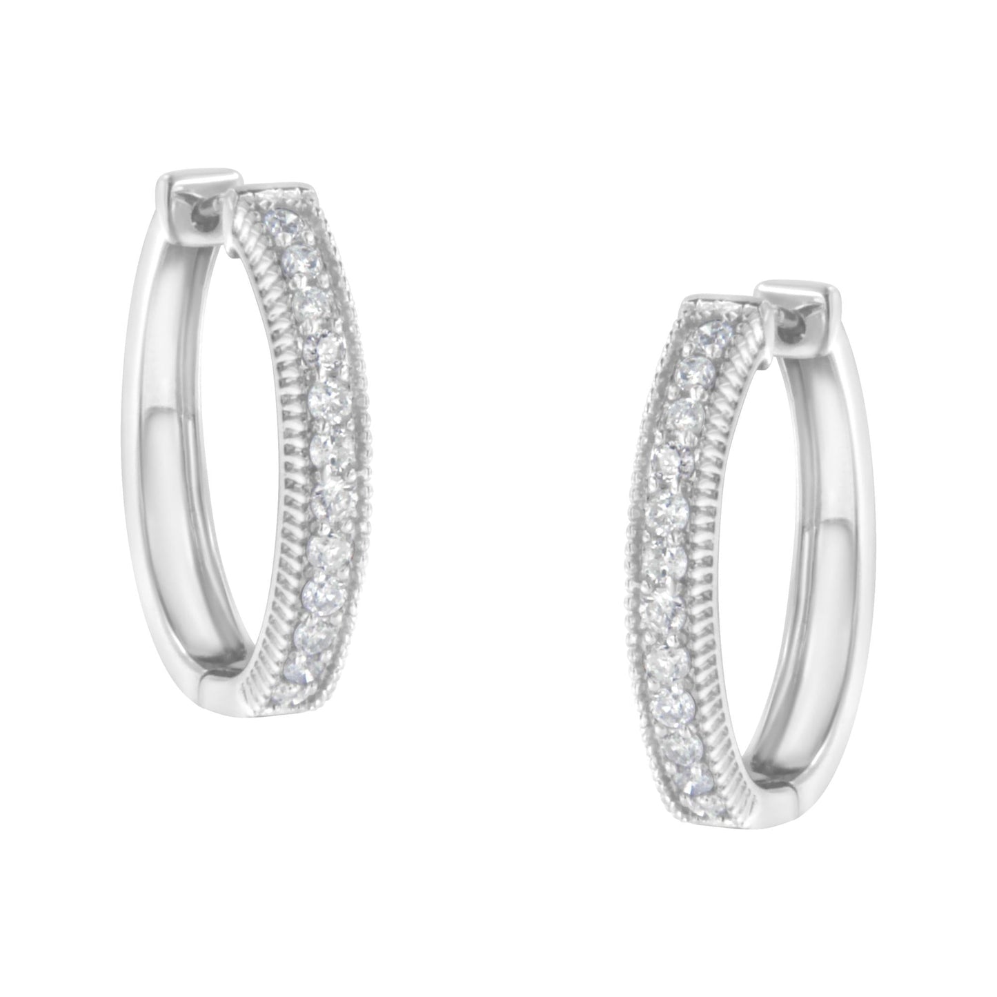 10KT White Gold Diamond Hoop Earring (1.00 cttw, H-I Color, I1-I2