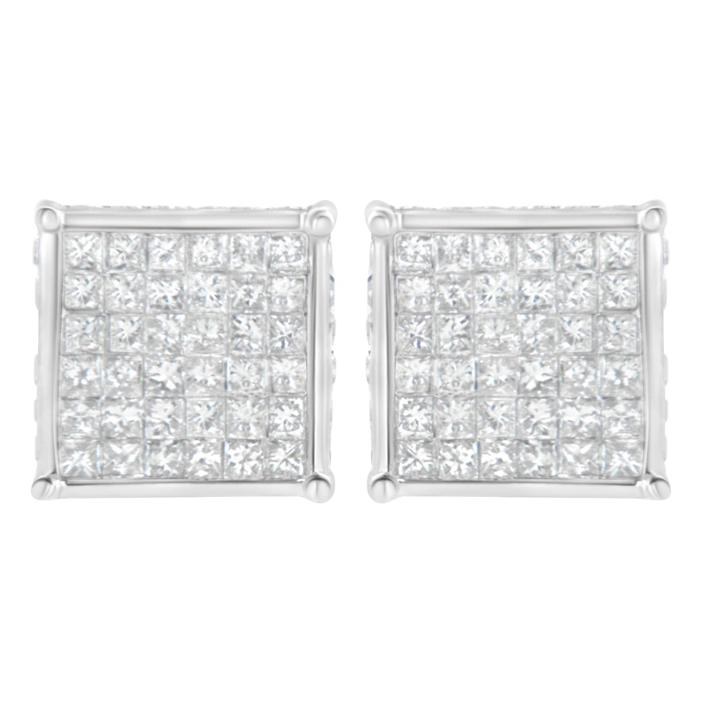 10K White Gold 2ct TDW Princess-Cut Composite Diamond Stud Earring