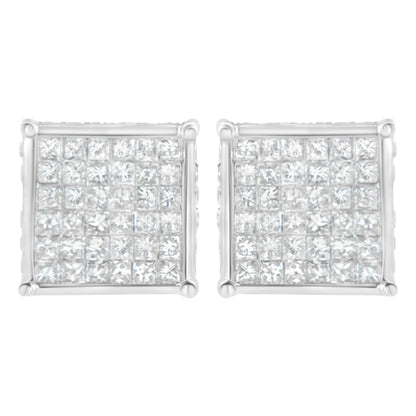 10K White Gold 2ct TDW Princess-Cut Composite Diamond Stud Earring