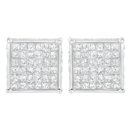 10K White Gold 2ct TDW Princess-Cut Composite Diamond Stud Earring