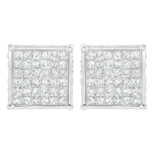 10K White Gold 2ct TDW Princess-Cut Composite Diamond Stud Earring