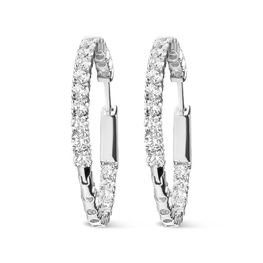 14K White Gold 3.00 Cttw Lab Grown Diamond Inside Out Hoop Earrings