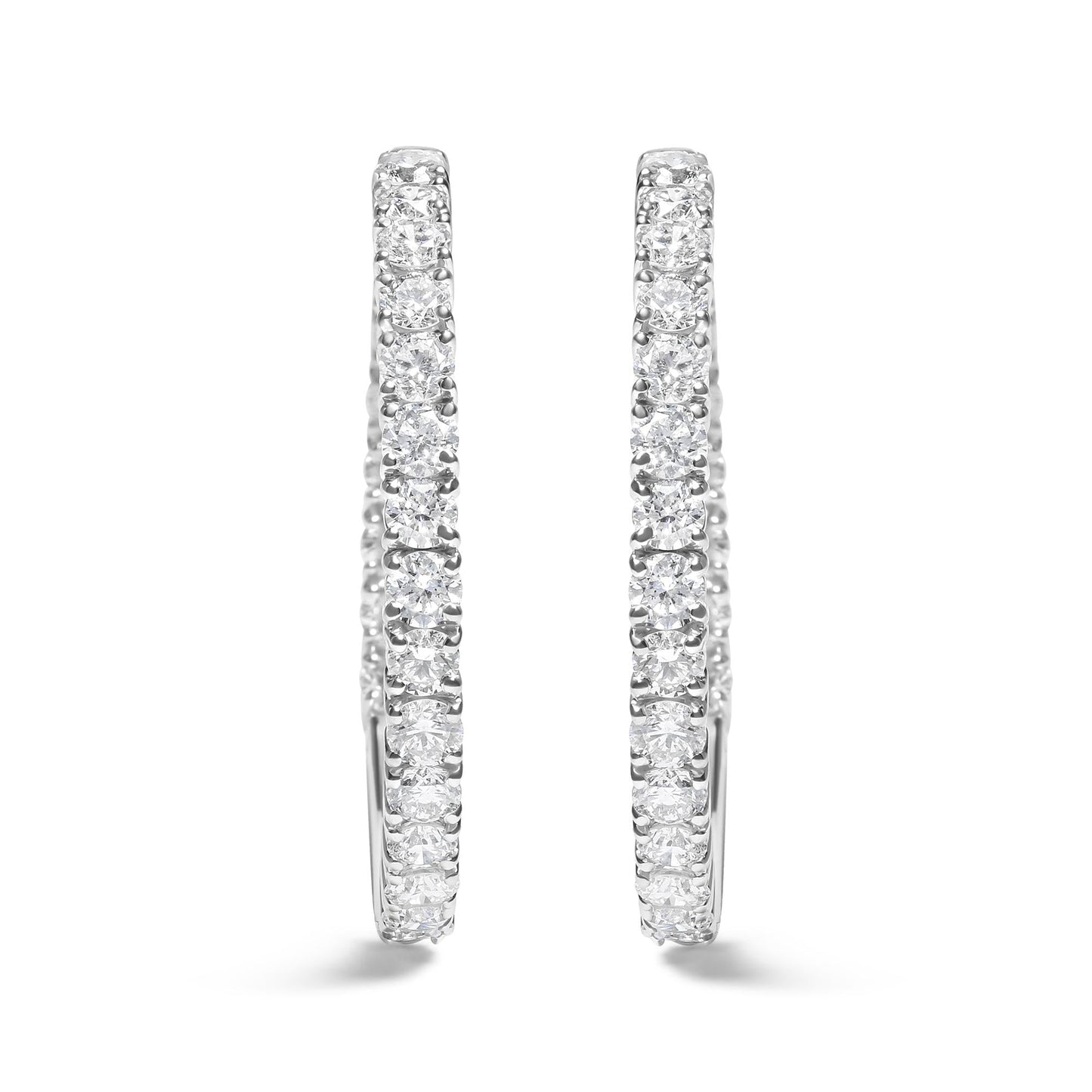 14K White Gold 5.00 Cttw Lab Grown Diamond Inside Out Hoop Earrings