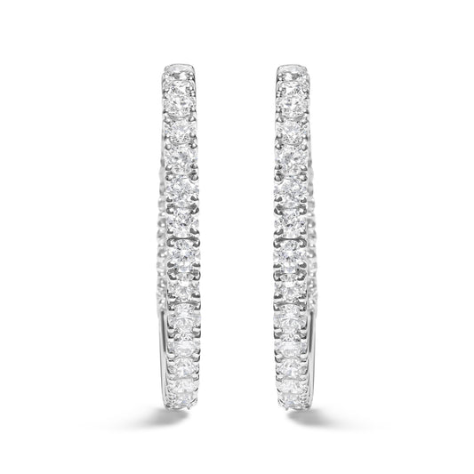 14K White Gold 5.00 Cttw Lab Grown Diamond Inside Out Hoop Earrings