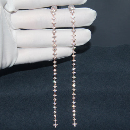 Euramerican brand S925 pure silver ear nail lady''s long tassels Star Earrings temperament crystal accessories to prevent allergic tide