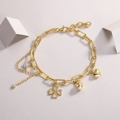 0.5-carat Luxury And Fashionable Light Luxury Trend Jewelry Silver Bracelet Set With Top-quality Moissanite, S925 Silver Electroplated With Gold