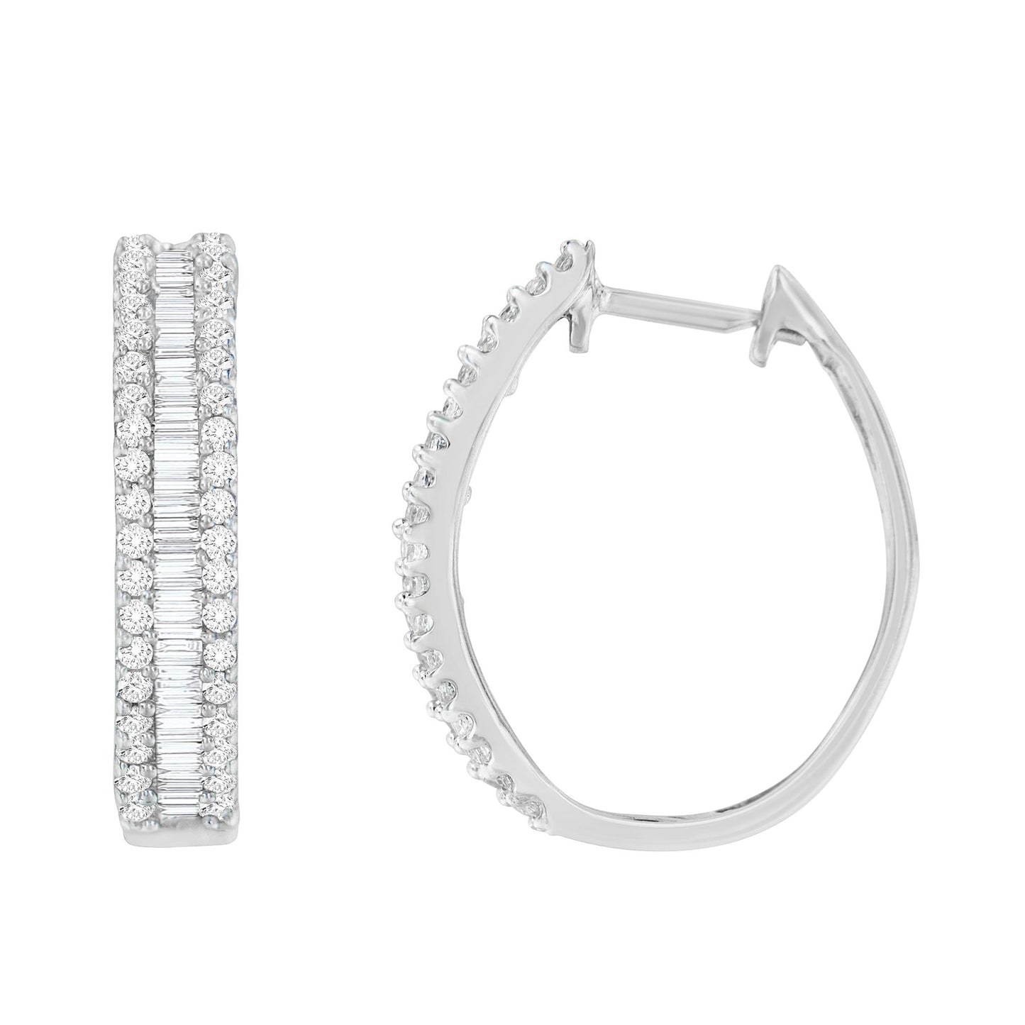 10K White Gold Diamond Hoop Earrings (3/4 cttw, I-J Color, I2-I3