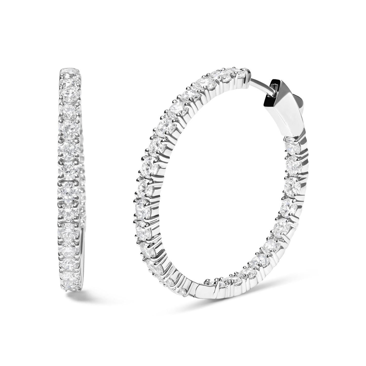 14K White Gold 5.00 Cttw Lab Grown Diamond Inside Out Hoop Earrings