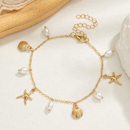 Adjustable Alloy Starfish Pendant Anklet For Women