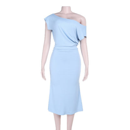 Off-Shoulder Fitted Waist Solid Color Chic Bodycon Dress