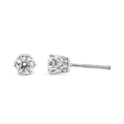 14K Gold 1/2 Cttw Round Diamond Crown Stud Earring (I-J Color, I1-I2