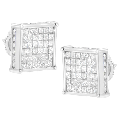 10K White Gold 2ct TDW Princess-Cut Composite Diamond Stud Earring
