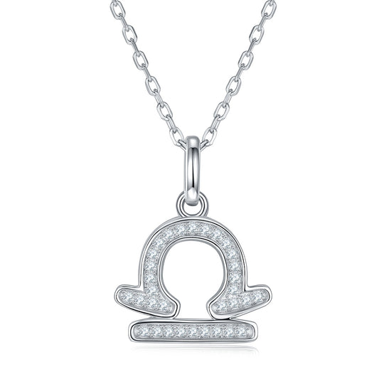 12 Zodiac Signs - Libra, Set With Top-quality Moissanite, Luxurious And Fashionable Light Luxury Trend Jewelry, Silver Necklace, Pendant S925 Silver Electroplated Platinum