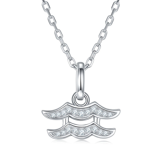 12 Zodiac Signs - Aquarius, Set With Top-quality Moissanite, Luxurious And Fashionable Light Luxury Trend Jewelry, Silver Necklace, Pendant S925, Silver-plated Platinum