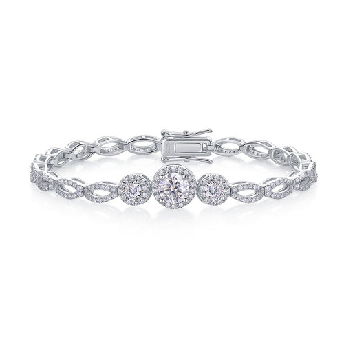 1-carat Luxury And Fashionable Light Luxury Trend Jewelry Silver Bracelet Set With Top-quality Moissanite, S925 Silver Electroplated Platinum