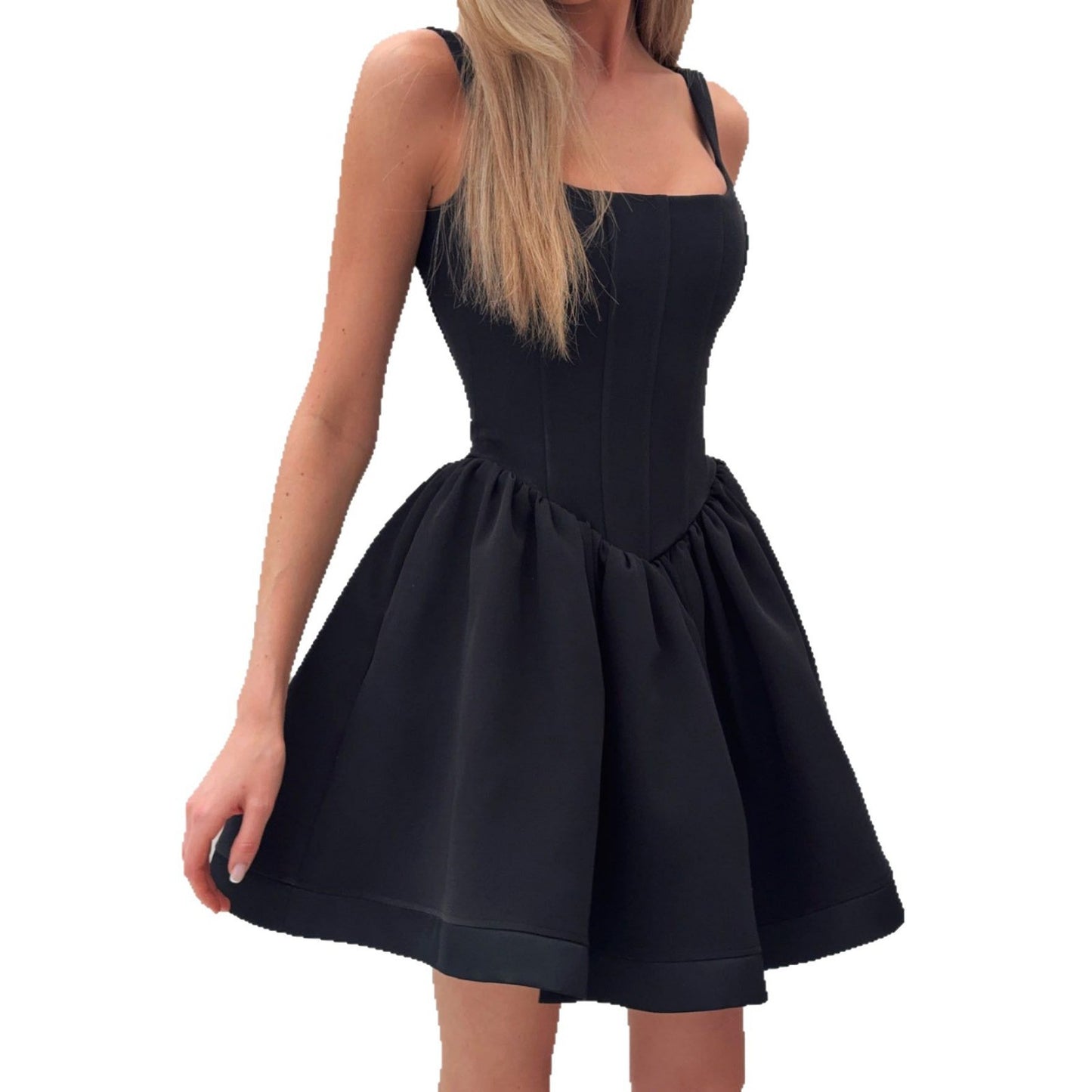 Slip-style Silk Fishbone Waist-cinching Dress