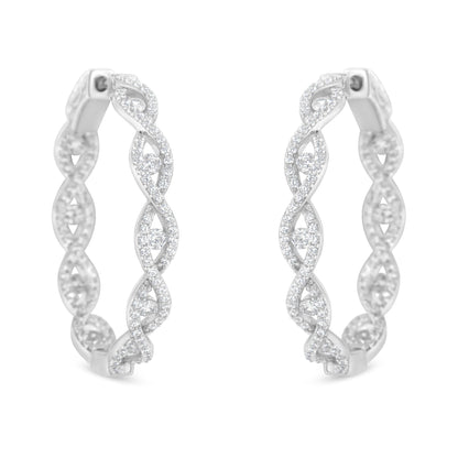 10K White Gold Diamond Hoop Earrings (1 1/2 cttw, H-I Color, I1-I2