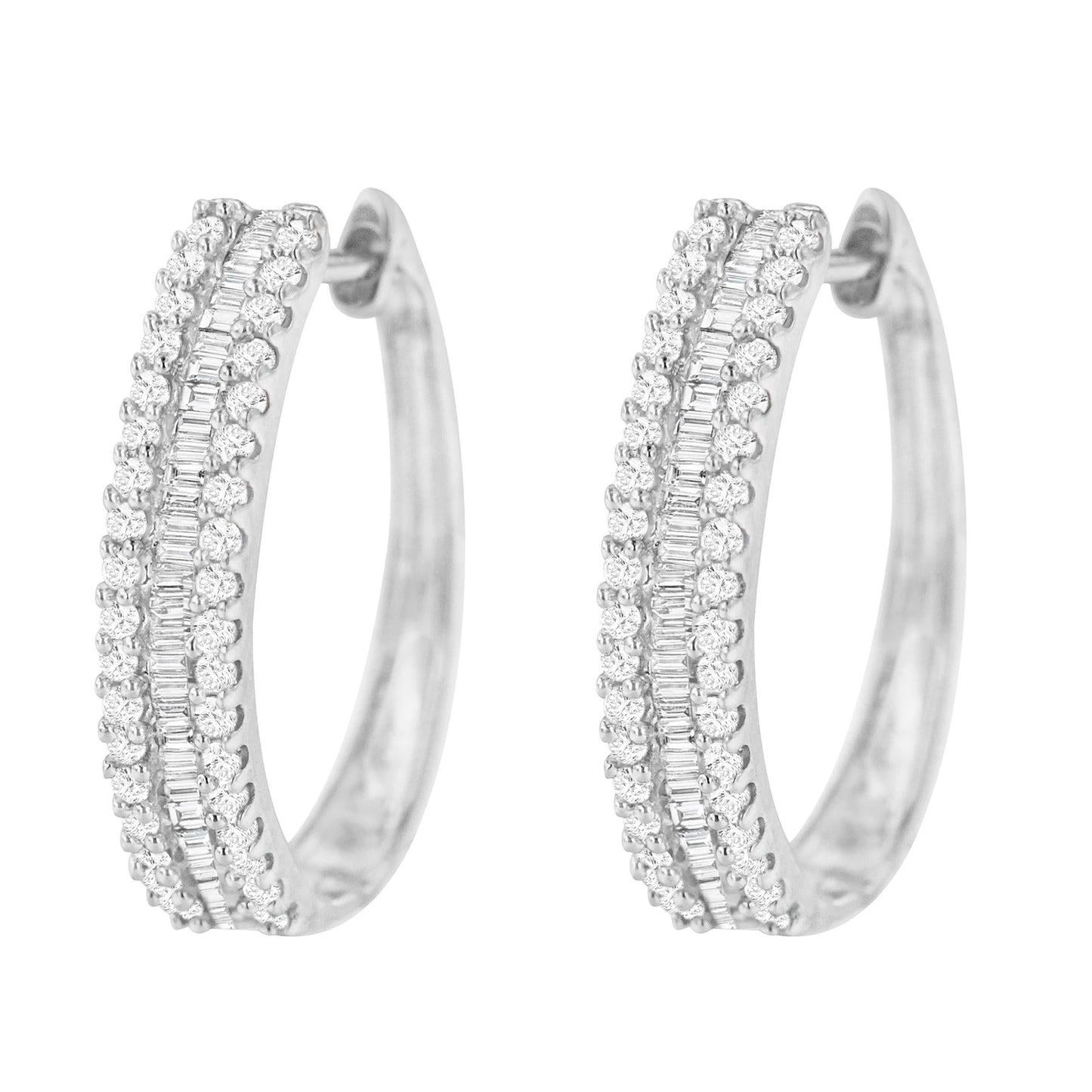 10K White Gold Diamond Hoop Earrings (3/4 cttw, I-J Color, I2-I3