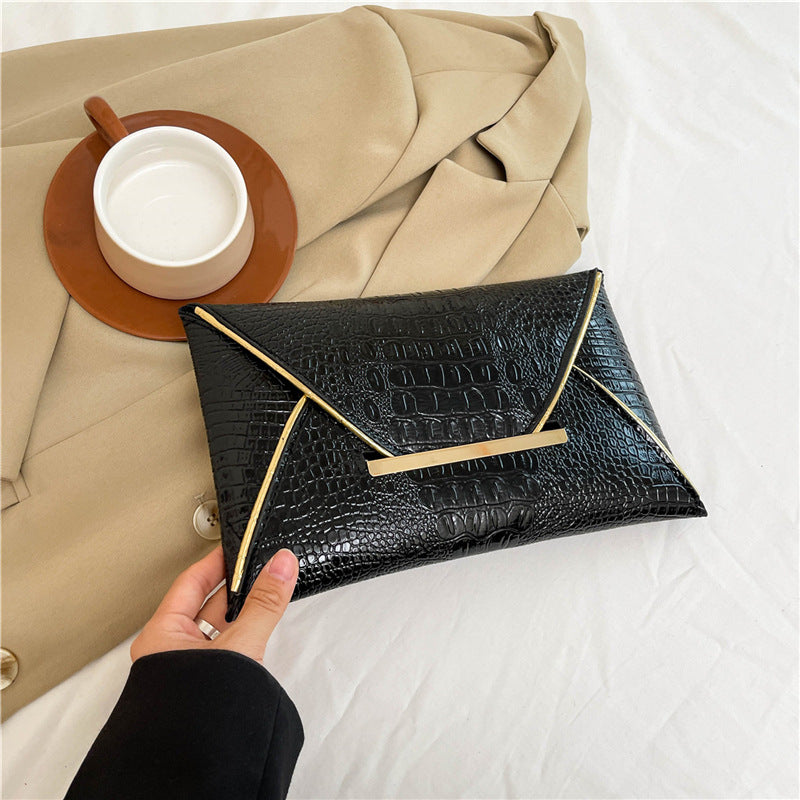 Versatile Trendy Crocodile-pattern Envelope Bag With A Chic Fashionable Vibe