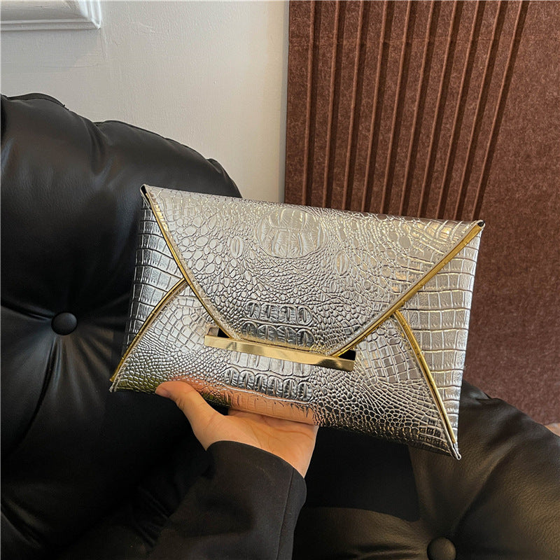 Versatile Trendy Crocodile-pattern Envelope Bag With A Chic Fashionable Vibe