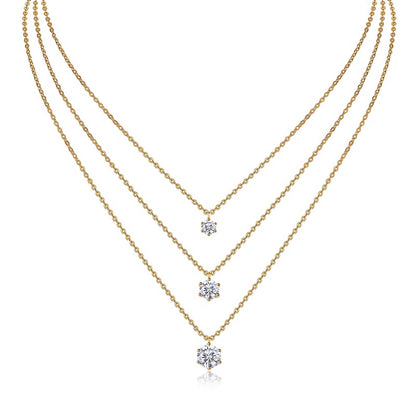 2-carat Luxury Fashion Minimalist Trend Jewelry Silver Pendant Necklace With Top-quality Moissanite, S925 Silver Electroplated With Gold