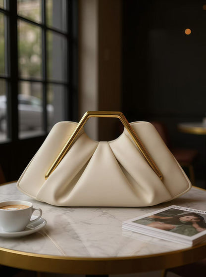 Womens Retro-Style Framed Pleated Cloud Bag