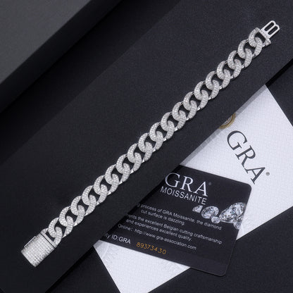 Set With Top-quality Moissanite, This Luxurious And Fashionable Light Luxury Jewelry Silver Bracelet Is Made Of S925 Silver Electroplated With Platinum