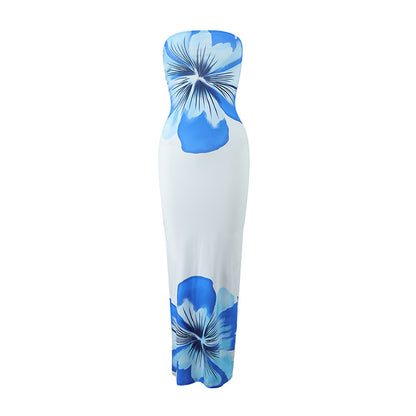 Womens Casual All-Match Fashionable Elegant Sexy Tube Dress Slim-Fit Long Dress