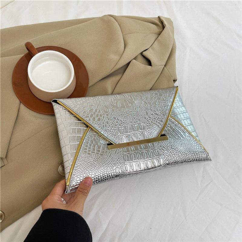Versatile Trendy Crocodile-pattern Envelope Bag With A Chic Fashionable Vibe