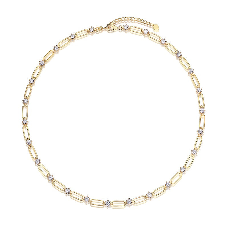 0.3 Carat Luxury Fashion Minimalist Trend Jewelry Silver Pendant Necklace With Top-quality Moissanite, S925 Silver Electroplated With Gold