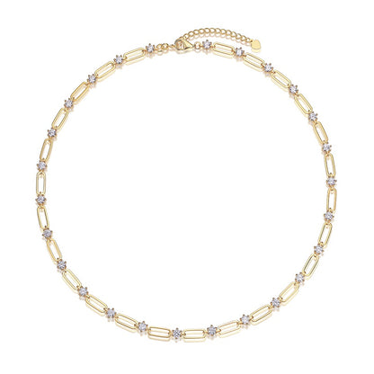 0.3 Carat Luxury Fashion Minimalist Trend Jewelry Silver Pendant Necklace With Top-quality Moissanite, S925 Silver Electroplated With Gold