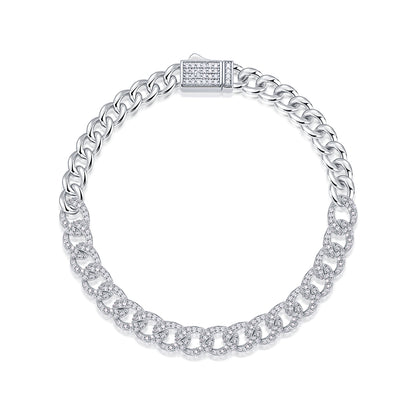 Set With Top-quality Moissanite, This Luxurious And Fashionable Light Luxury Jewelry Silver Bracelet Is Made Of S925 Silver Electroplated With Platinum