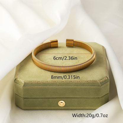 Irregular Knitted Cable-Design Open Womens Fashionable Stainless Steel Bracelet