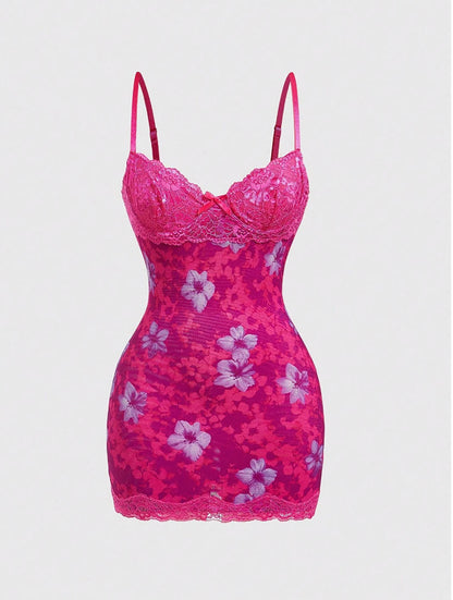 Women's Sexy Lace Cinched Waist Vintage Dress