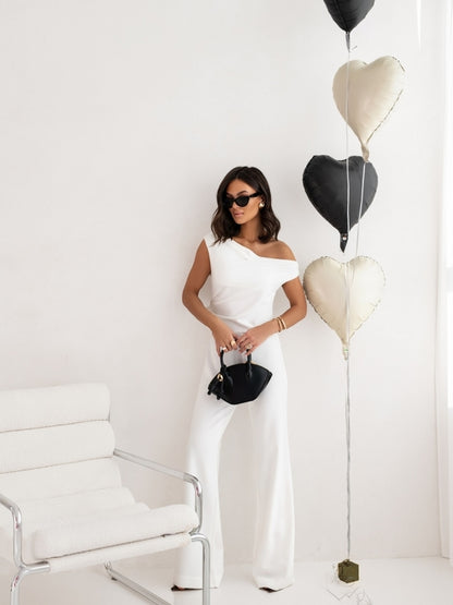 Sexy Jumpsuits For Women Falling Straps Business Rompers Elegant Straight Long Pants Rompers Fastened With A Zipper On The Side.