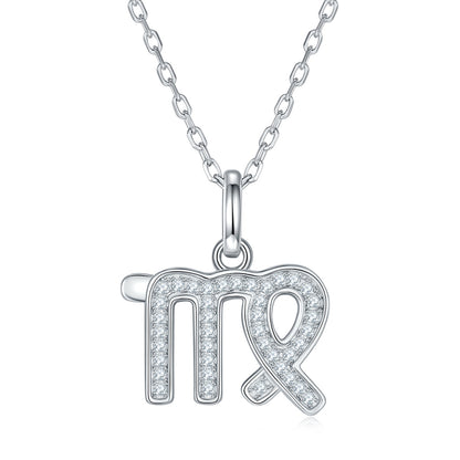 12 Zodiac Signs - Virgo, Set With Top-quality Moissanite, Luxurious And Fashionable Light Luxury Trend Jewelry, Silver Necklace Pendant S925, Silver-plated Platinum