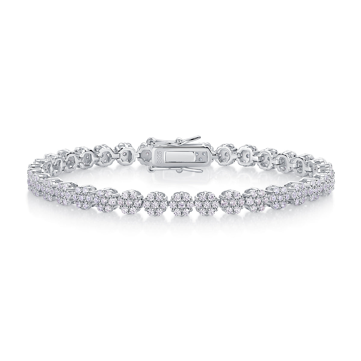 Set With Top-quality Moissanite, This Luxurious And Fashionable Light Luxury Trend Jewelry Silver Bracelet Is Made Of S925 Silver Electroplated With Platinum