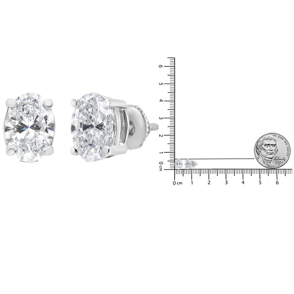 14K White Gold Lab Grown Oval Solitaire Diamond Stud Earrings (F-G