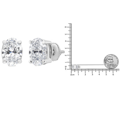 14K White Gold Lab Grown Oval Solitaire Diamond Stud Earrings (F-G