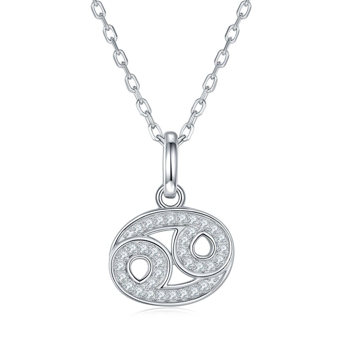 12 Zodiac Signs - Cancer, Set With Top-quality Moissanite, Luxurious And Fashionable Light Luxury Trend Jewelry, Silver Necklace, Pendant S925, Silver-plated Platinum