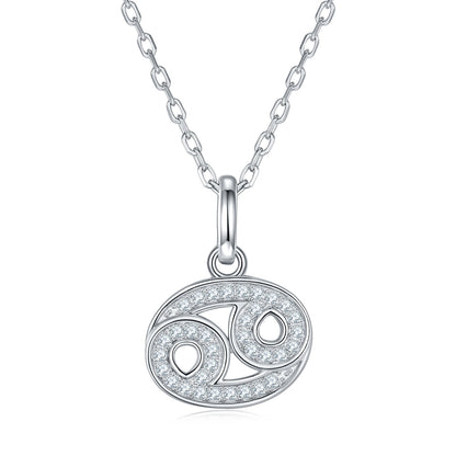 12 Zodiac Signs - Cancer, Set With Top-quality Moissanite, Luxurious And Fashionable Light Luxury Trend Jewelry, Silver Necklace, Pendant S925, Silver-plated Platinum