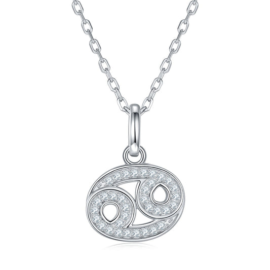 12 Zodiac Signs - Cancer, Set With Top-quality Moissanite, Luxurious And Fashionable Light Luxury Trend Jewelry, Silver Necklace, Pendant S925, Silver-plated Platinum